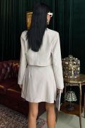 Crop Ceketli Ve Pile Etekli Garnili Takım 10111 resmi